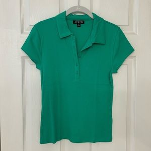 J. Crew New Green Vintage Ribbed Polo Shirt Size Medium